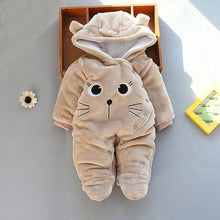 Load image into Gallery viewer, Winter baby boys girls clothing leopard Fleece jumpsuit