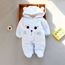 Load image into Gallery viewer, Winter baby boys girls clothing leopard Fleece jumpsuit