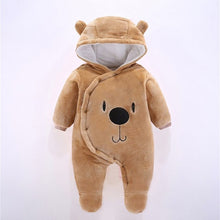 Load image into Gallery viewer, Winter baby boys girls clothing leopard Fleece jumpsuit