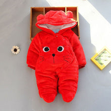 Load image into Gallery viewer, Winter baby boys girls clothing leopard Fleece jumpsuit