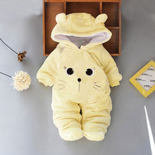 Load image into Gallery viewer, Winter baby boys girls clothing leopard Fleece jumpsuit