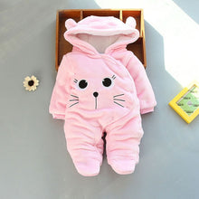 Load image into Gallery viewer, Winter baby boys girls clothing leopard Fleece jumpsuit