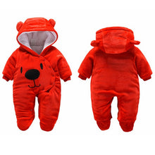 Load image into Gallery viewer, Winter baby boys girls clothing leopard Fleece jumpsuit