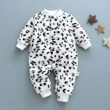 Load image into Gallery viewer, Winter baby boys girls clothing leopard Fleece jumpsuit