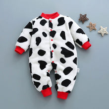 Load image into Gallery viewer, Winter baby boys girls clothing leopard Fleece jumpsuit