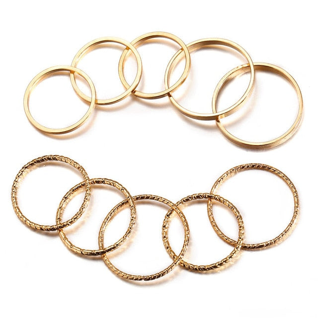 IF ME 30pcs/set Vintage Punk Gold Ring