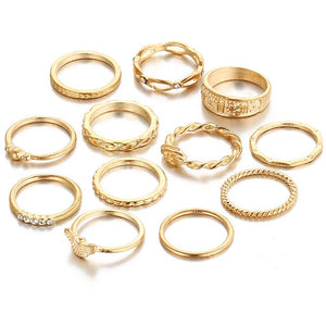 IF ME 30pcs/set Vintage Punk Gold Ring