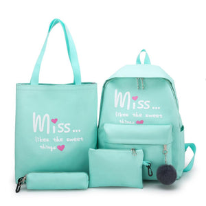 4Pcs/set Women School Backpacks