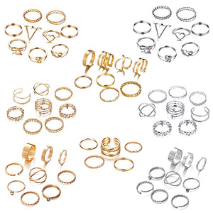 IF ME 30pcs/set Vintage Punk Gold Ring