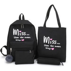 4Pcs/set Women School Backpacks