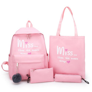 4Pcs/set Women School Backpacks