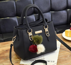 Luxury Handbag Women Bags Women Hairball Shoulder Bag  Ladies Hand Bags Vintage Leather Messenger Bag  Female Hand Bolso Bags