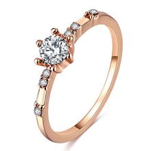 Load image into Gallery viewer, Rose Gold Color Twist Classical Cubic Zirconia Wedding Engagement Ring for Woman Girls Austrian Crystals Gift Rings Bague Femme
