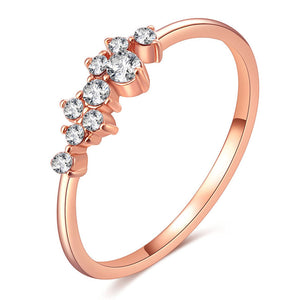 Rose Gold Color Twist Classical Cubic Zirconia Wedding Engagement Ring for Woman Girls Austrian Crystals Gift Rings Bague Femme