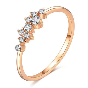 Rose Gold Color Twist Classical Cubic Zirconia Wedding Engagement Ring for Woman Girls Austrian Crystals Gift Rings Bague Femme