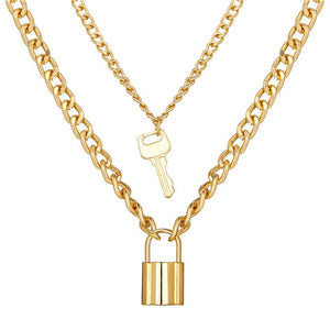 17KM Fashion Multi Layer Lock Portrait Pendants Necklaces