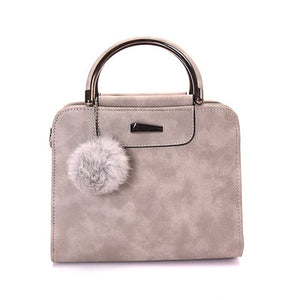 Hot Sale Handbag Women Casual Tote Bag Female Large Shoulder Messenger Bags High Quality PU Leather Handbag With Fur Ball Bolsa