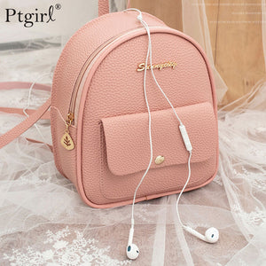 2019 Mini Backpack Women Korean Style PU Leather Shoulder Bag For Teenage Girls Multi-Function Small Bagpack Female Phone Pouch