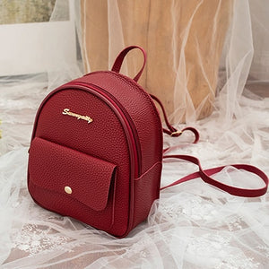 2019 Mini Backpack Women Korean Style PU Leather Shoulder Bag For Teenage Girls Multi-Function Small Bagpack Female Phone Pouch