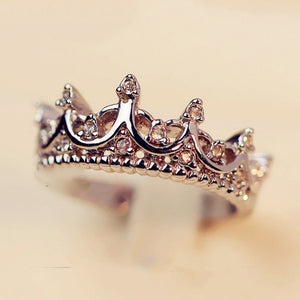 Fashion Vintage Silver Crystal Drill Hollow Crown Shaped Queen