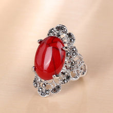 Load image into Gallery viewer, Luxury Ethnic Red Blue Stone Crystal Ring
