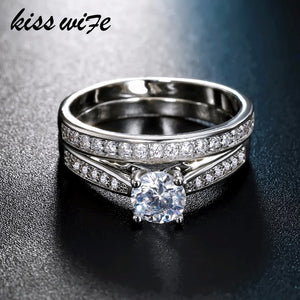 KISSWIFE 2pcs/lot Silver Double Ring