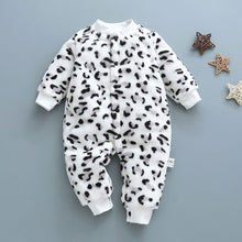 Load image into Gallery viewer, Winter baby boys girls clothing leopard Fleece jumpsuit
